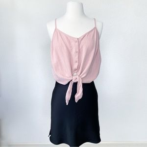 Topshop linen blend summer top in light pink size 10 Large